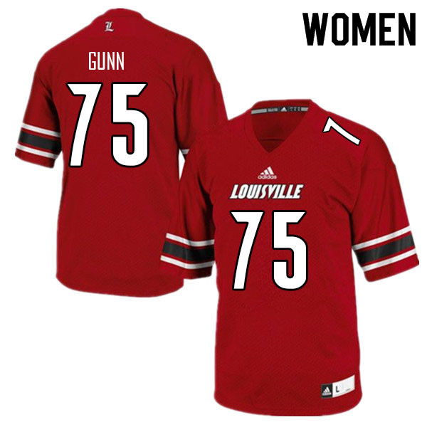 Women #75 Aaron Gunn Louisville Cardinals College Football Jerseys Sale-Red - Click Image to Close